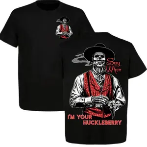 UOSO Doc Holliday I'm Your Huckleberry Say When Old West Death Dealers Collection Tombstone Ghost Town Zombie T-Shirt, Cowboy Shirt, Full Color, Full Size
