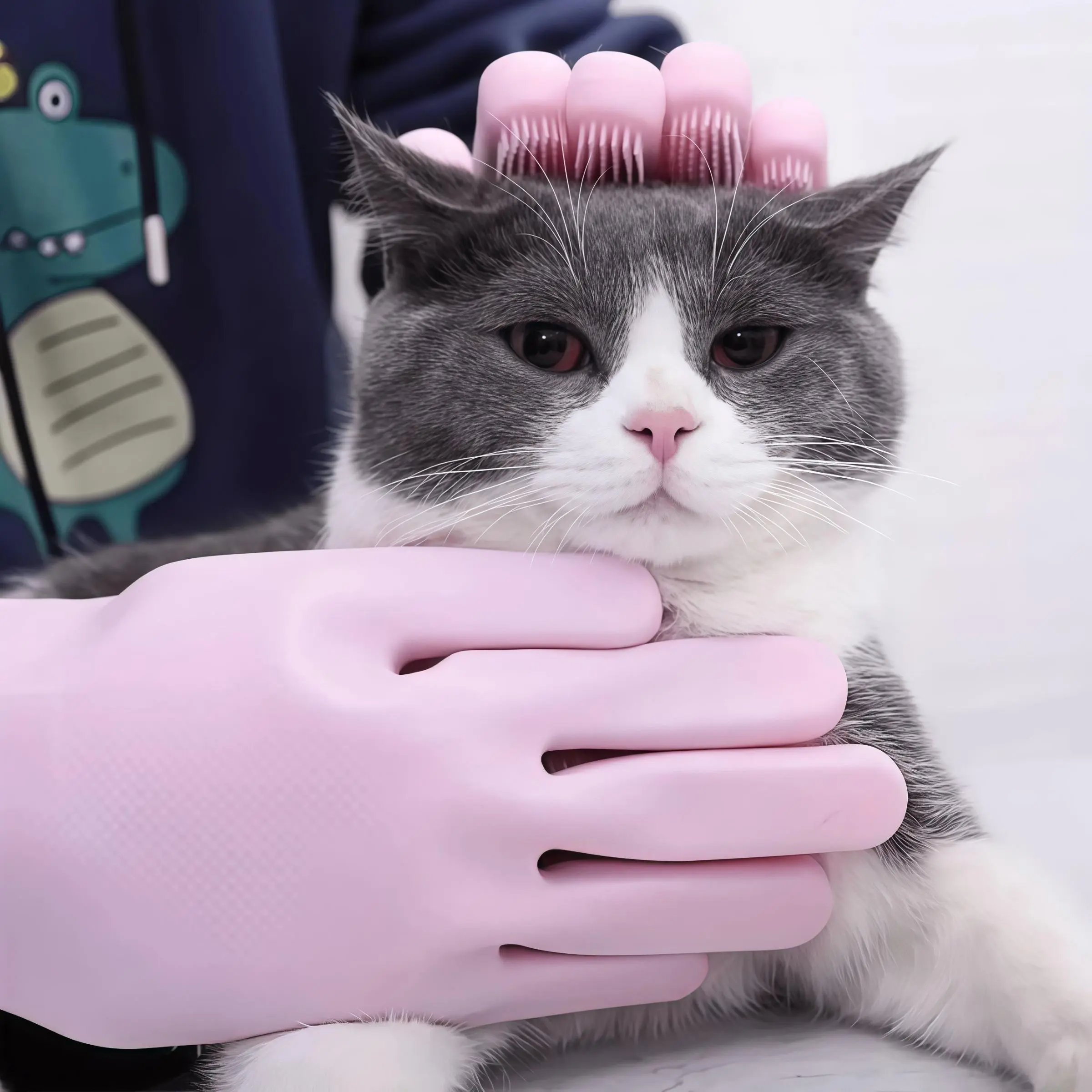 Pet Bath Gloves, Silicone Pet Bath Massage Brush, Pet Bathing Accessories, Dog & Cat Grooming Supplies, Can Be Used as Dishwashing Gloves