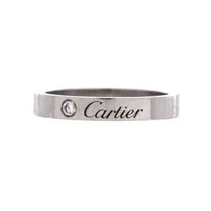 Pre-owned Cartier C de Cartier Wedding Band Ring Platinum with Diamond by Rebag