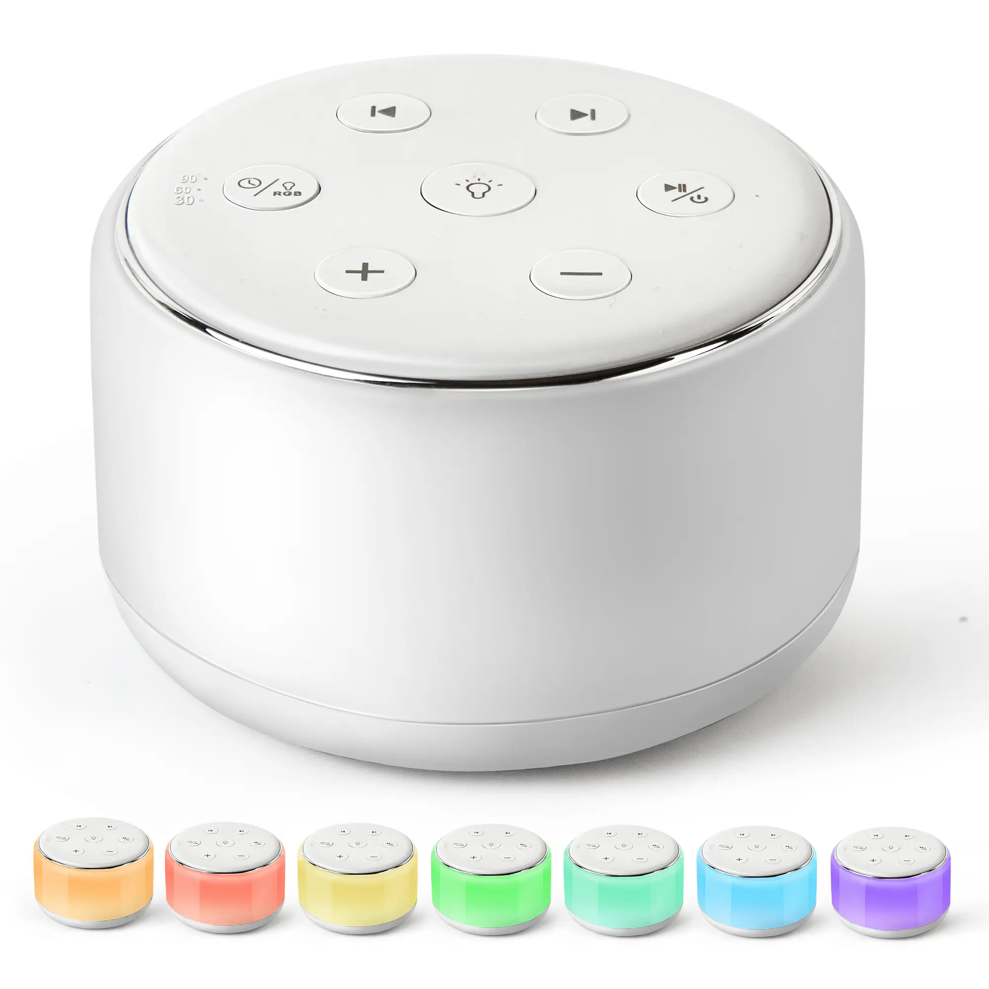 White Noise Machine with 34 Soothing Sounds & 7-Color Ambient Night Light, Portable Sleep Sound Machine for Baby, Kids & Adults, Smart Auto-Off Timer