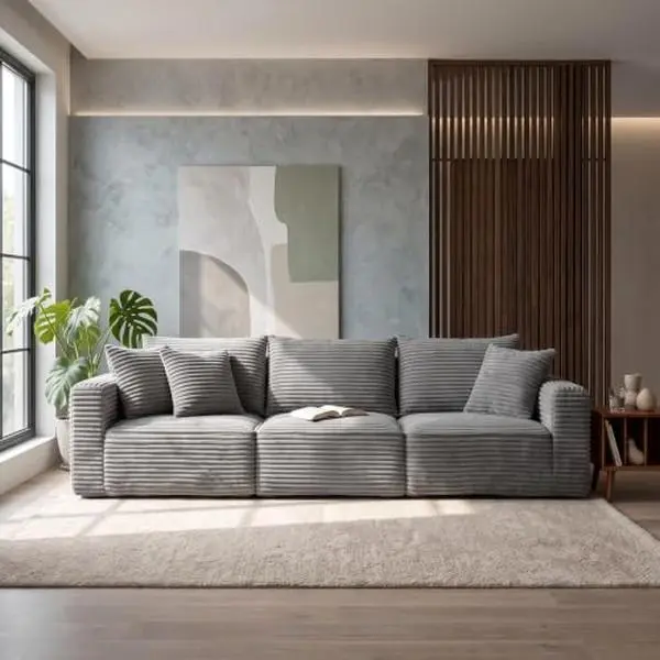 GARVEE Corduroy Sectional Sofa, Boneless Cloud Couch