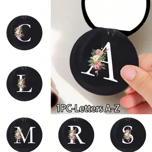 Convenient Sliding Mini Mirror, Floral Design A-Z Letters, Cute Makeup Mirror, Portable Compact Mirror, Travel Hand Mirror, Daily Use Travel Party Gift