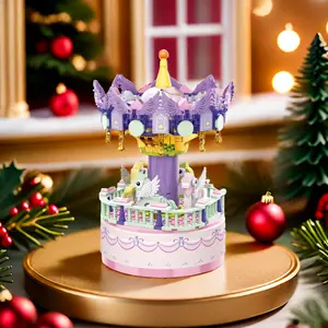 622+ Piece Building Toys Set - Music Box Christmas Tree, Healing Princess Castle Musical Box, Red-White Racing Car, Green Sports Model, DIY Roses Bouquet, Build-Your-Own Engine Kit, Gift for Girlfriends, Music Box Christmas Tree 622+