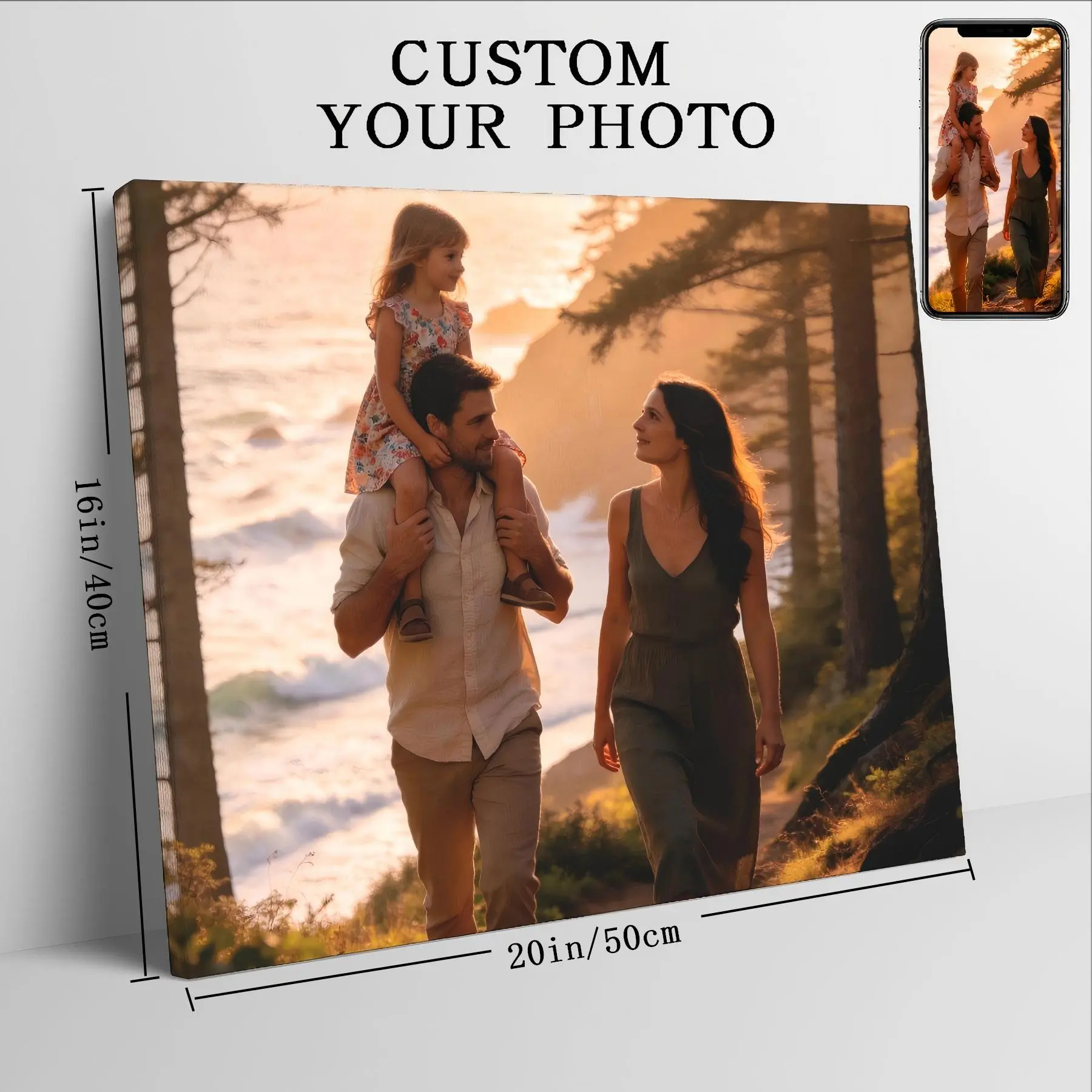 Custom Family Canvas Wall Art,Landscape & Portrait Stretched Frames,Ideal Holiday & Housewarming Gift