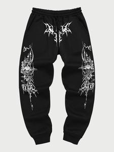 men's regular fit graphic drawstring waist sweatpants, street fashion casual pocket jogger pants for daily wear, men's trousers for all seasons, work trousers men, pants for men, streetwear joggers