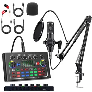 F009 Capacitive Microphone Set BM800 Singing Mic Professional Radio Microphone Mobile Phone Computer Live KTV Game Voice Short Video Recording Dubbing Broadcasting Indoor and Outdoor Anchor Full Set of Audio Equipment