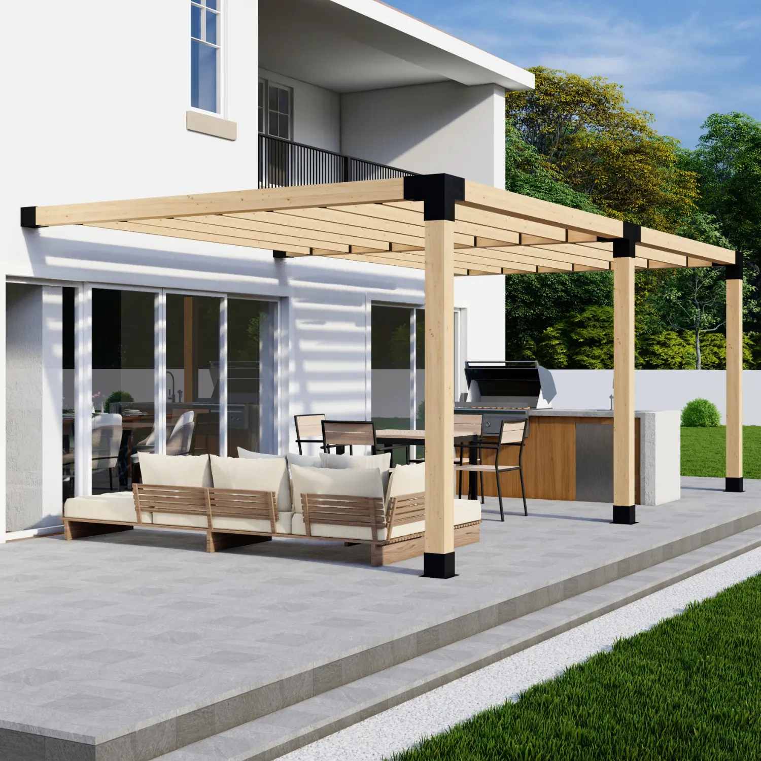 DIY Pergola Kit for a 2-Block Wall-Mounted Pergola Up to 24' x 12'