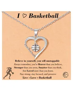 Softball/Basketball/Volleyball Heart-Shaped Necklace for Teen Girls, Birthday Christmas Players Senior Night Team Gifts for Girls Tween
