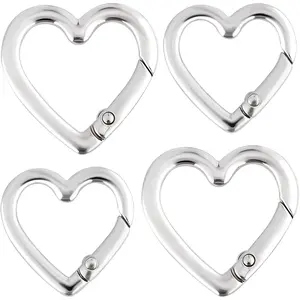 Clip, Zinc Alloy Heavy Duty Heart Carabiner, Spring Snap Clasp Hook for Camping Hiking Fishing Traveling
