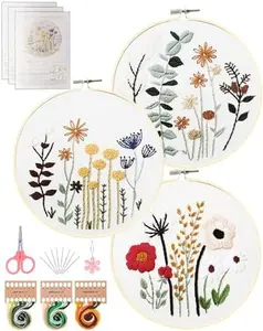 Beginner Cross Stitch Embroidery Kit with Floral Patterns and Easy-to-Follow Instructions for Crafting