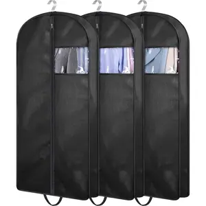 43" Bags for Closet Storage and Travel, Gusseted Hanging Garment Bags With Handles For Clothes, Coats, Jackets, Shirts(3 Packs)