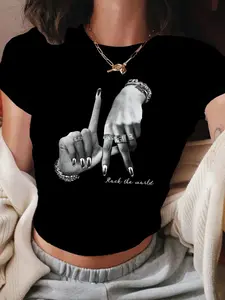 Women's Casual Short Sleeve Round Neck Top, Print Design, Fit, Perfect for Daily Wear & Stylish, Womenswear, Everyday