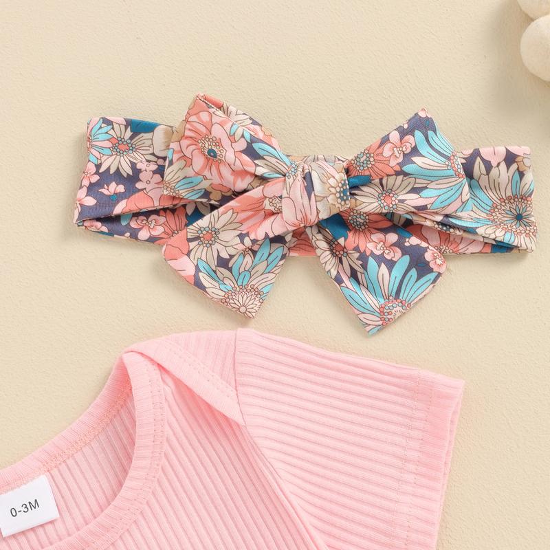 Baby Girl Clothes Newborn Outfit Infant Romper Floral Pants Set Headband Cute Newborn Going Home Outfit 3PCS #springtok