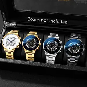 Elegant Men's Quartz Analog Calendar Watch Set, Alloy Strap, Precision Movement, Date Function, Perfect Gift for Christmas New Year Valentine's Day