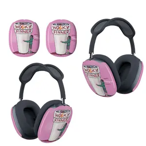 Wocky Sinner AirPods Max Case Covers - Custom Pink Graphic Earcup Protectors - Hip Hop Inspired Premium Silicone Skin for Apple Headphones - Ganger/Wockhardt Style Streetwear Accessories