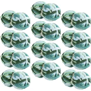 12 Pack Tie Dye Chunky Chenille Yarn for Crocheting & Knitting, 26yds 7.5 oz Each Skein Soft Fluffy Kitting Yarn Set, Multi Color Plush Yarn for Handcrafts Weaving Making Blankets, Blue Green