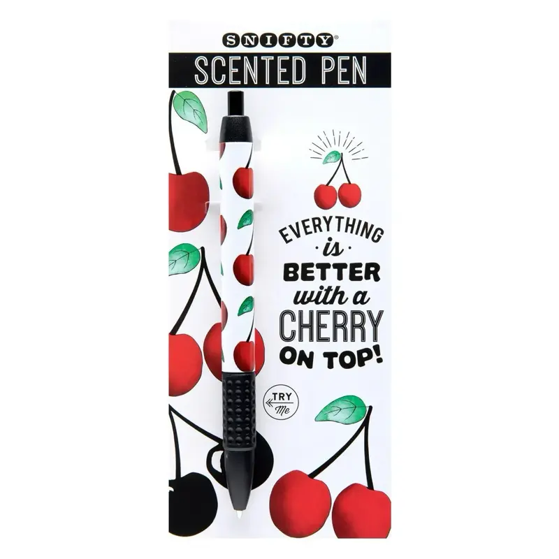 Sniffy Cherry Scented Pen Carded Set of 6 - Everything is Better with a Cherry on Top Design