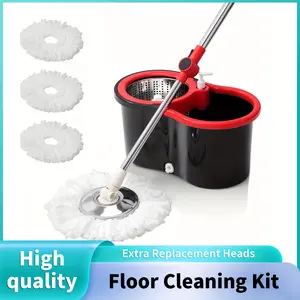 360° Rotating Mop And Bucket Set for Home Use, Wet Mop with 3 Mop Heads Suitable for Floor Cleaning!