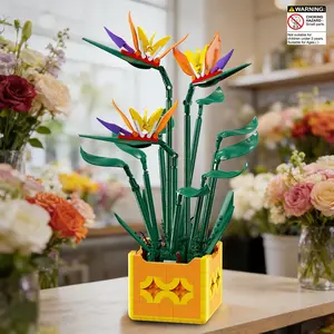 Paradise Bird Planter Brick Flower Model Building Toy, Building Blocks Model, 3D Puzzle Assembly Set, Desktop Creative Decoration, Gift for Ages 6+