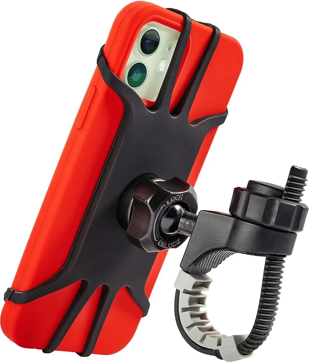 Universal Sling Phone Mount for Motorcycles & Bicycles, Holder with 360 Ball Joint that Fits All Tubular Handlebars, Bike Pack Accessories, Popsocket, Works With All Modern Smartphones, Specially Designed Sling, Mount Bike Pack Accessories, Bike Tools & E