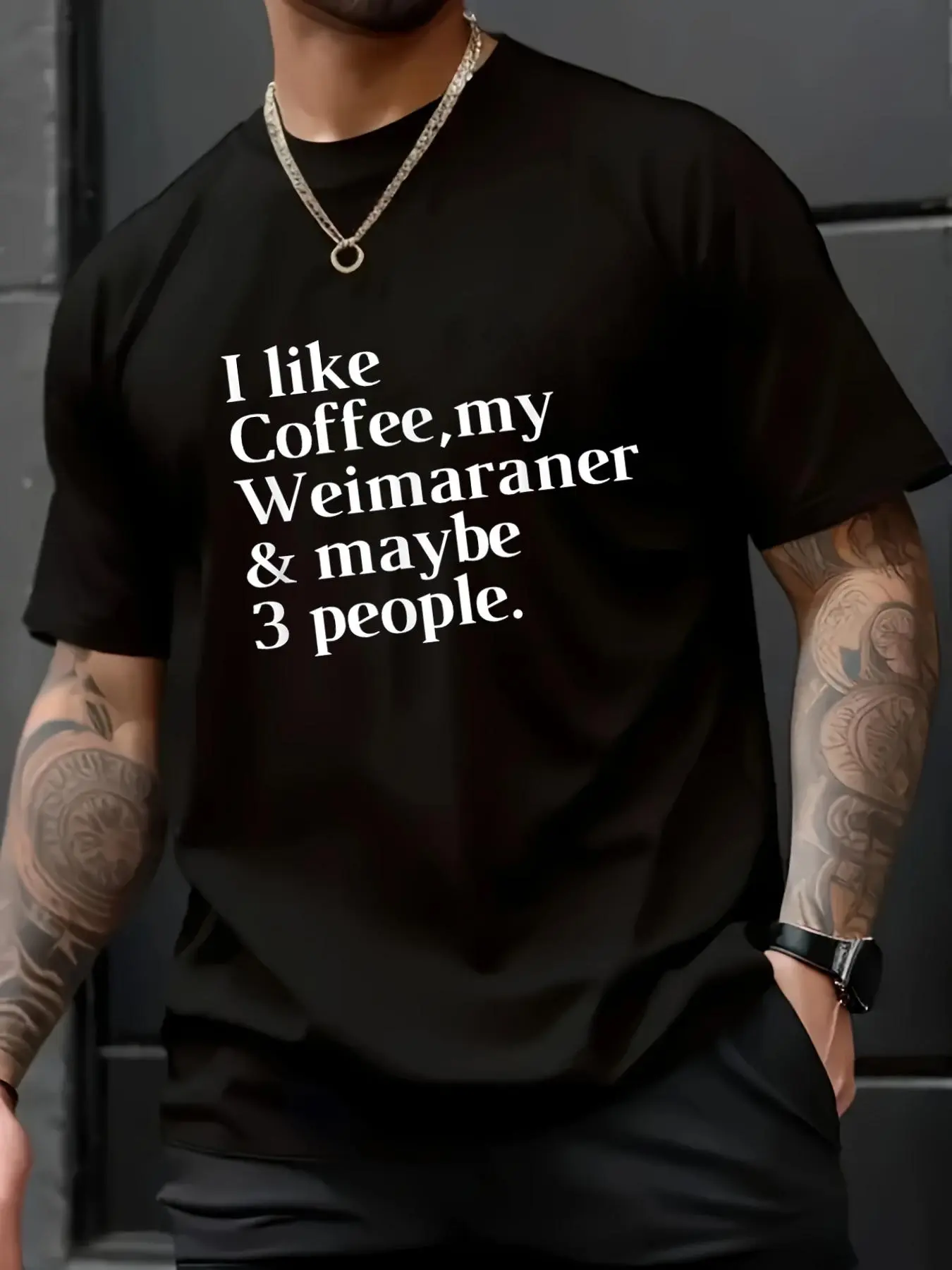 Unisex Weimaraner T-Shirt for Dog Owners, Funny Coffee Lover Gift, 100% Cotton Loose Fit Short Sleeve Round Neck Top, Shortsleeve, Menswear, Tshirt, Jackets