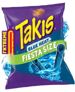 Takis Blue Heat 17 oz Fiesta Size Bag, Hot Chili Pepper Flavored Extreme Spicy Rolled Tortilla Chips