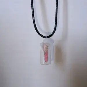 real stones in tiny glass jars necklaces