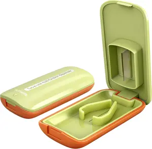 Pill Cutter - Sharp & Durable Silicone Pill Splitter, Non-Slip Base, Portable Tablet Cutter for Daily Medication, Vitamins & Supplements. Designed for Swallowing Difficulties & Pets (Green) Compact Japanese