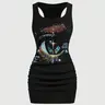 Women's Vintage Bad Girl Street Style Star Print Tight Sleeveless Mini Dress, Womenswear, Casual Fashion, Perfect for Daily Wear and Parties, Boho Casual Summer Sundress, Casual Boho Sundress, Bohemian Style Dresses, Bohemian Style Sundresses