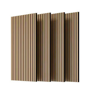 Wood Panels for Wall Slat Wall Panels 4PC Wood Slat Acoustic Panels for Wall and Ceiling 3D Fluted Sound Absorbing Panel with Three Sides Fully Wrapped on Wood Finish 45.27X23.62 White Oak