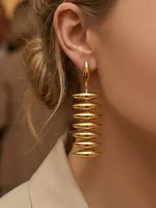 Women's Stainless Steel Long Earrings, European & American Style Trendy Jewelry, Unique Design Ear Accessories