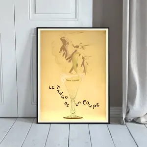 Champagne Veuve Clicquot Le Tango De La Coupe Georges Goursat, Champagne Art, Champagne Print, Champagne Vintage, Pub Decor Restaurant Decor