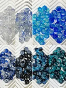 8-Color Crackled Glass Beads 10mm, Bead Assortment, DIY Jewelry Making Supplies, Perfect for Bracelets Necklaces Earrings, High-Quality Transparent Texture