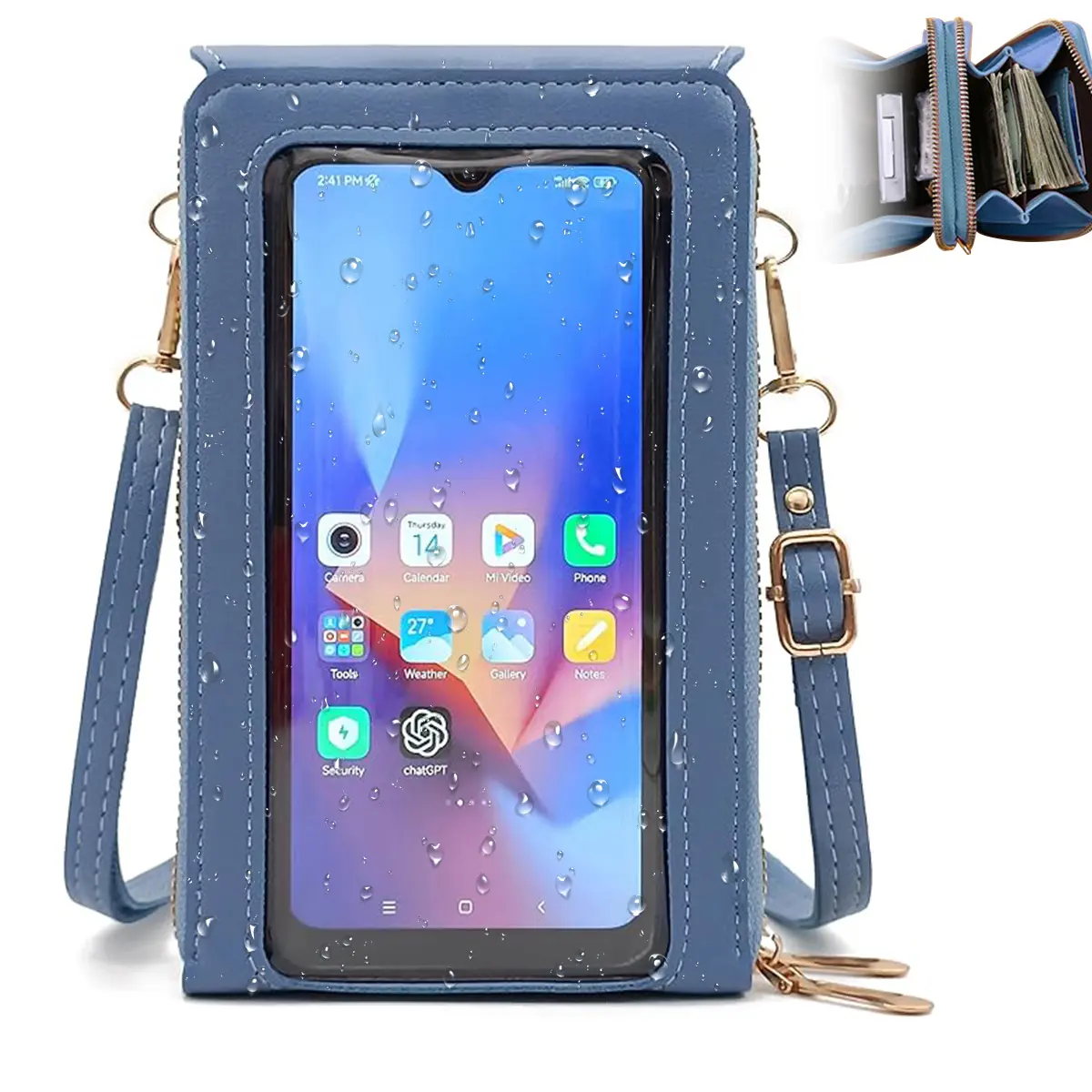 Women's Waterproof Crossbody Phone Bag - Wallet Purse with Touch Screen Phone Window, Multi-Card Slots & Adjustable Shoulder Strap Travel Shoulder Bag