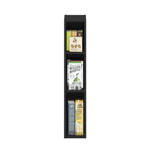 FULDA Bookcase, 3-Tier Narrow Bookshelf, Bookcase 6-In Wide Narrow Bookcase, 9.3 x 5.9 x 31.5, for Living Room Bedroom Home Office, Blackwood Storage