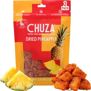 CHUZA Dried Chili Pineapple Bites, Spicy Dried Pineapple Mexican Candy Chilli Spiced Pineapple Combos Snacks with Real Fruit Flavors for Adults and Children - Pack of 2