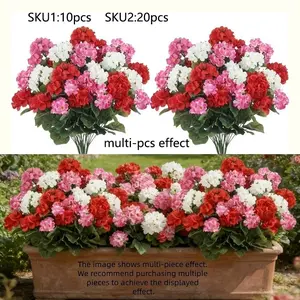 Artificial geranium bouquet, suitable for home decoration, Decorative Flowers, courtyards, flower boxes, weddings, garden parties, porches, window frames, and cemetery arrangements, festive celebrations, suitable for all seasons