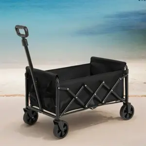 Heavy-Duty Foldable Utility Wagon with 360° Wheels & Adjustable Handle 450LBS Capacity Portable Cart for Groceries Camping Beach Folding Trolley