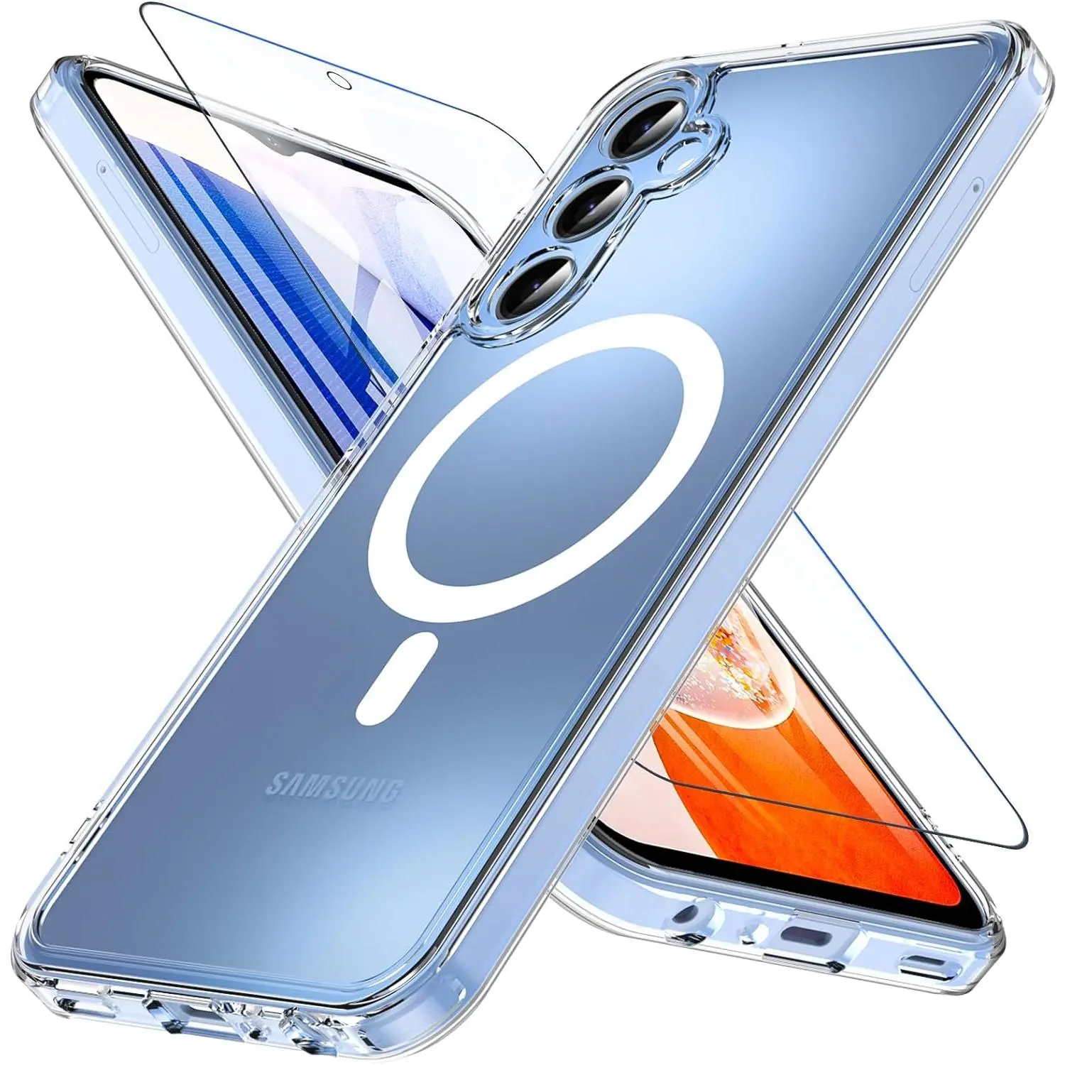 for  Galaxy A15 5G Phone Case,  A15 5G Case for Magsafe with Screen Protector, [Not-Yellowing] Shockproof Protective Cover Case for  Galaxy A15 5G (Clear)