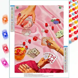 Pink Diamond Art Kits for Adults Beginner,DIY Modern Diamond Painting Pink Wine Glass 5D Round Full Drill Diamond Dots Gem Art Crafts Handicraft with Tools,Funny Crafts for Home Wall Decor&Gift, Handmade Gifts-12x16in