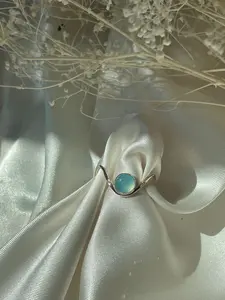 Summer Wave Ring- Chalcedony or Aquamarine in gold filled finish