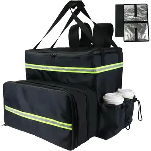 Food Delivery Backpack,17"x17"x16" Insulated Pizza Delivery Backpack,Large Motorcycle Food Delivery Bag for Bike with 4 Pockets for Uber Eats, Doordash