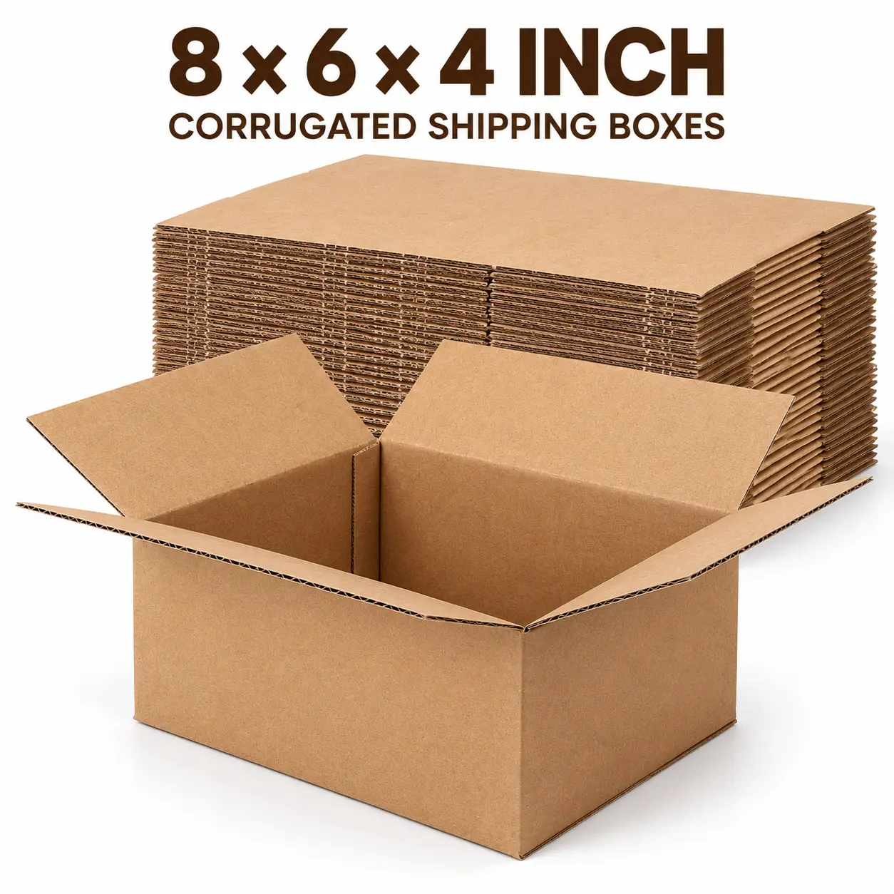 25-Pack 8 × 6 × 4 Inch Corrugated Shipping Boxes – Small Kraft Cardboard Mailing Boxes for Packing, Shipping & Small Business