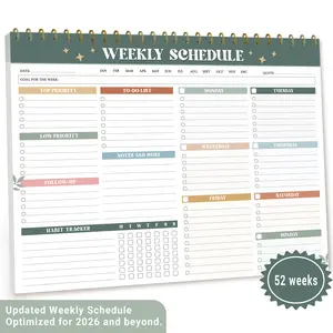 2026 Version | Weekly To Do List Notepad (8.5x11"), 52 Undated Planner Sheets, Large Weekly Planner Desk Pad For Work, School & Home, Modern Boho Spiral Bound or Rainbow Boho Flat-Top