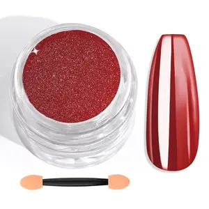 Red Chrome Nail Powder - 1g Mirror Effect Chrome Powder, Metallic Red Nail Art Chrome Powder Manicure Decoration Nail Pigment Glitter Dust Home DIY