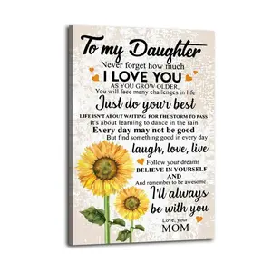 To My Daughter Artistic Wall Decor, Waterproof Canvas Poster, Cute And Vibrant Poster for Bathroom, Living Room, Bedroom, Dorm, A Perfect Gift Idea for New Year Home Decor