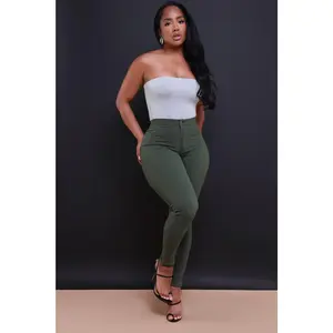 Super Swank High Waist Stretchy Jeans - Olive