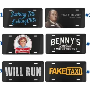Benjamin Franklin Tax This D*ck, Big Deborah, Benny's Original, Will Run, Fake Taxi, Sucking Ts and Licking Cs  License Plate, Car Accessory, 12" x 6", 100% Aluminum, Includes 4 Pre-Drilled Holes, Assembled in the USA