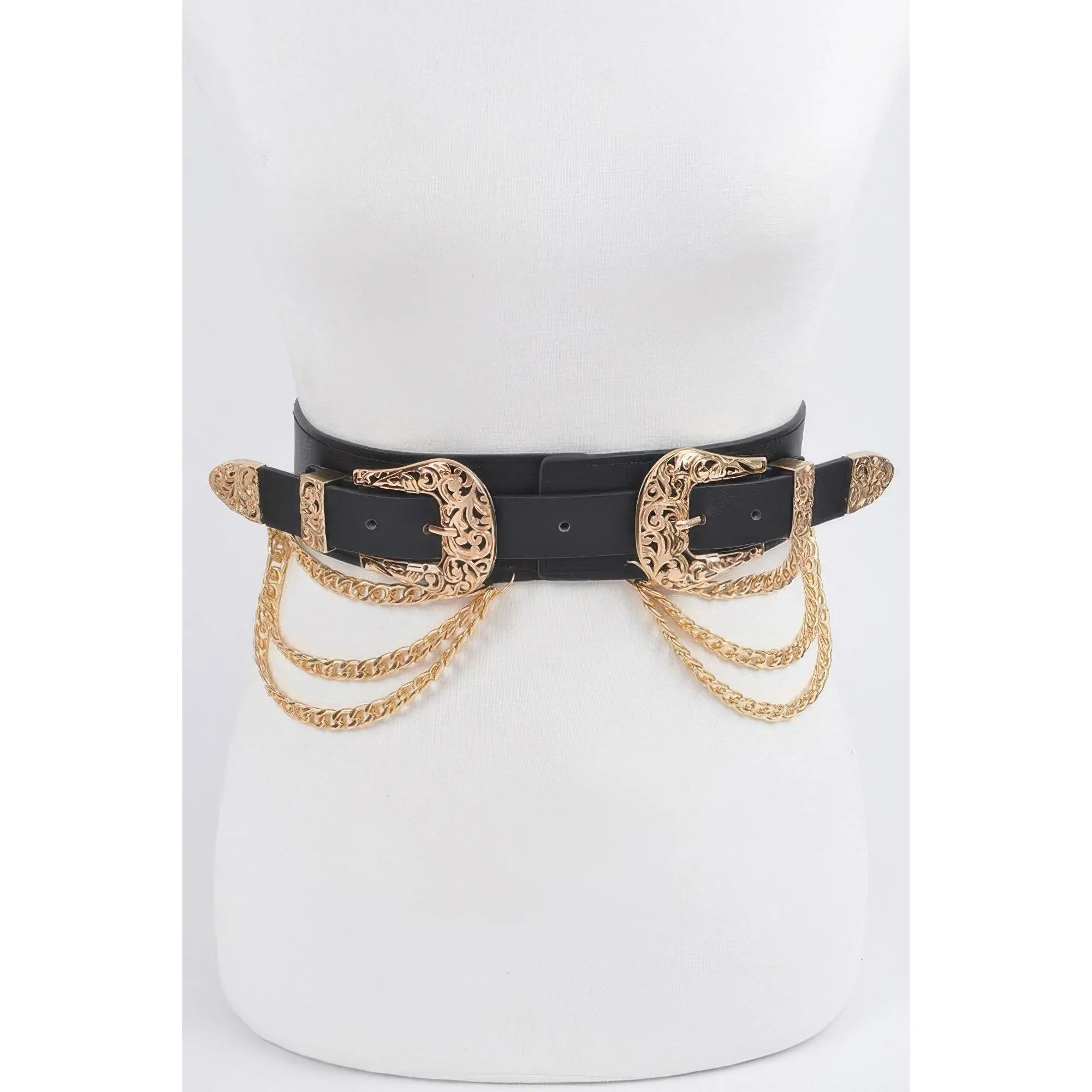 Multi Metal Chain Layered Stretch Belt