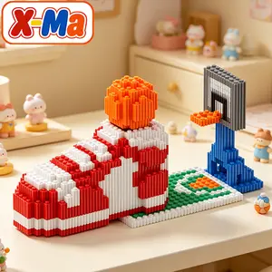 Basketball Sneaker & Hoop Building Blocks Set - Sports Shoe & Court Micro Brick Model for Fans & Desk Decor
